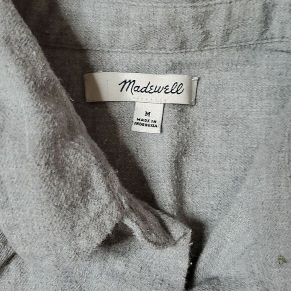 Madewell Gray Cotton Tie Front Button Down Shirt - Picture 2 of 4